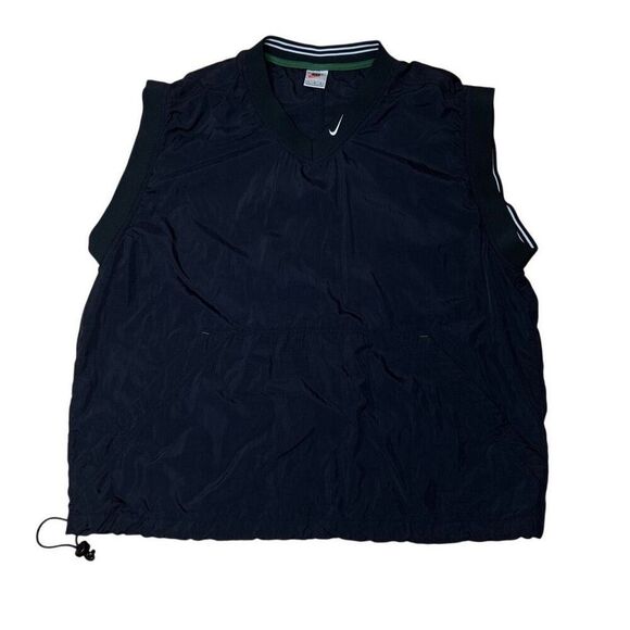 Vintage Nike White Tag Windbreaker V-Neck Black Vest Large - Picture 2 of 5